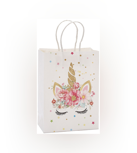 שקית נייר עם ידית 21*15*8 - חד קרן 403-2