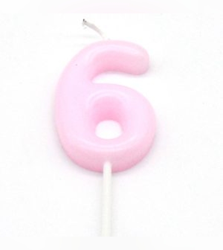 נר מספר מיני 6 פסטל ורוד