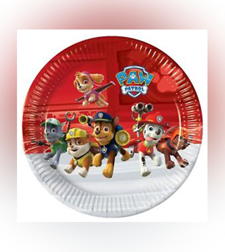 צלחות נייר 23 סמ 8 יח' עגולות-דגם מפרץ ההרפתקאות אדום