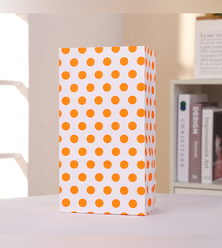 שקית נייר 8*13*24 - נקודות כתום (10 יח')