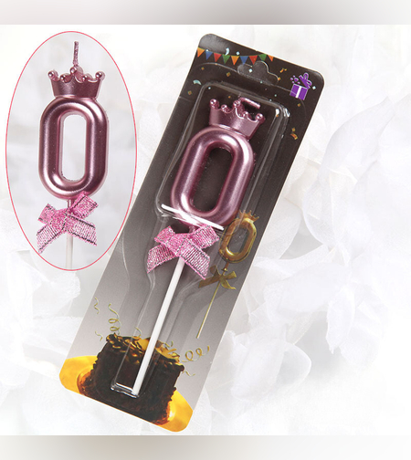 נר מספר רוז גולד עם כתר - 0