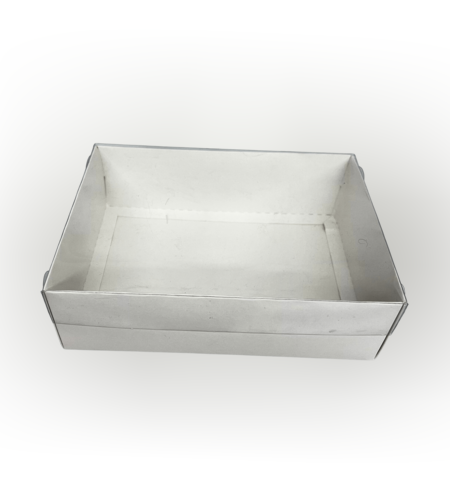 תחתית קרטון מכסה שקוף 26.5-19.5-8 (מתאים למארז 6 קאפקייק)