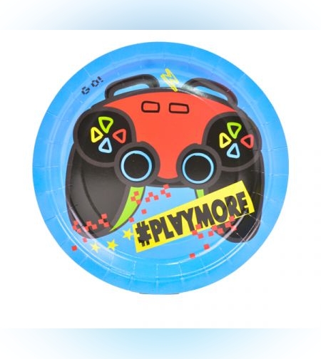 צלחות נייר 20 סמ 8 יח- גיימרים