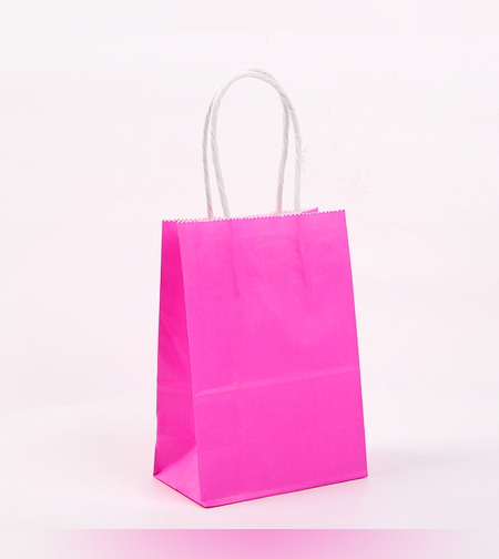 שקית נייר חלקה עם ידית 21*15*8 - ורוד פוקסיה