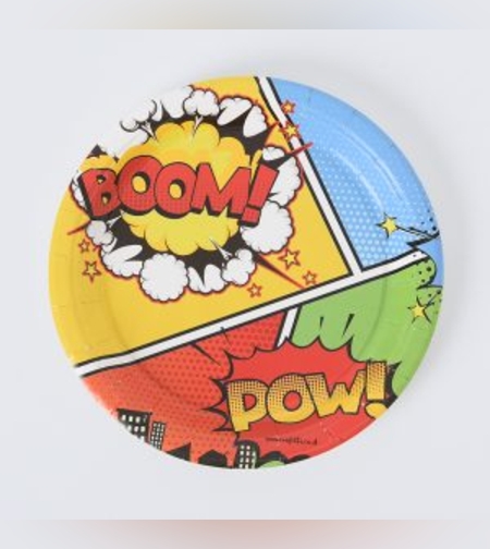 צלחות סט קומיקס גיבורי על 8 יח' קטן