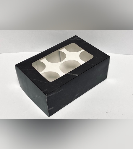 118VA - קופסא ל-6 קאפקייקס שיש שחור