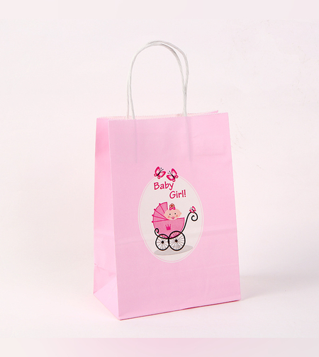 שקית נייר עם ידית 27*21*11 - 102 BABY GIRL ורוד