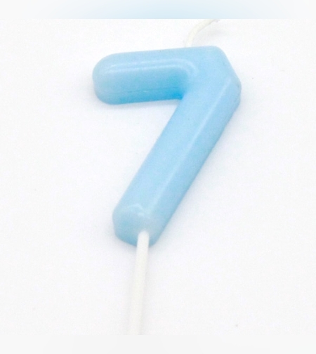 נר מספר מיני 7 פסטל תכלת