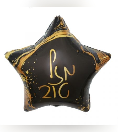 בלון מיילר 19-מזל טוב כוכב שיש שחור (C)