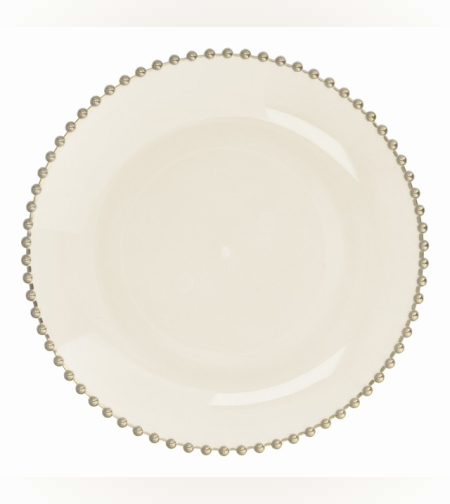 צלחת PEARL פרל 10' שקוף שמנת-זהב (10 יח')
