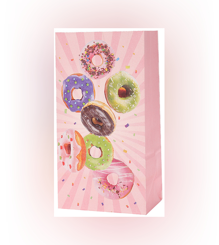שקית נייר 8*13*24 - דונאטס ורוד (10 יח')