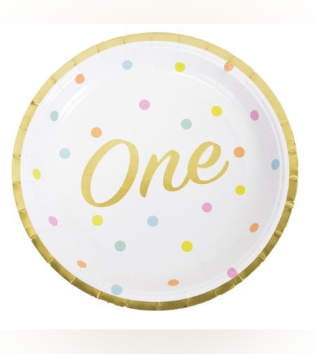 צלחות נייר 23סמ 8יח עגולות-הטבעת זהב-גיל שנה