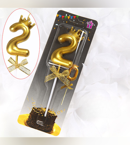 נר מספר זהב עם כתר - 2