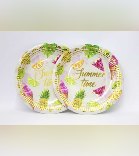 צלחות נייר 10יח' בינוני דגם קיץ מבריק