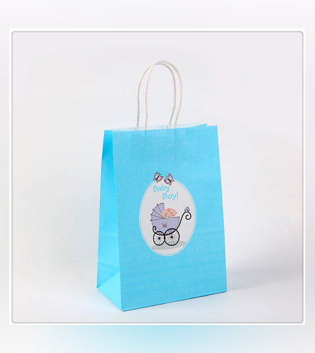 שקית נייר עם ידית 21*15*8 - 101 BABY BOY תכלת