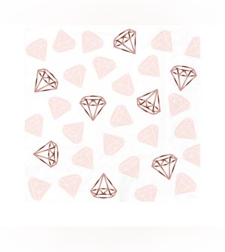 מפיות נייר 33X33- טבעות רווקות הטבעת רוז גולד- 12 יח