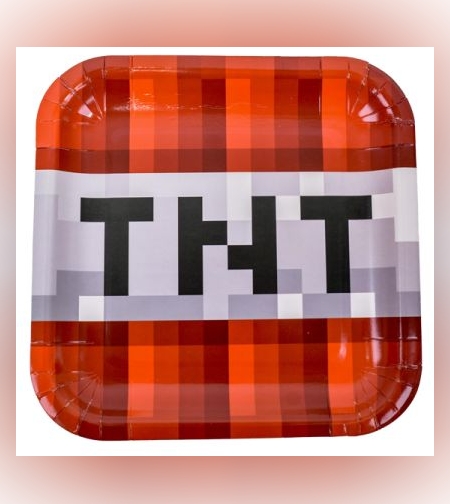 צלחות נייר 20 סמ מרובעות 8 יח- משחק מפוקסל