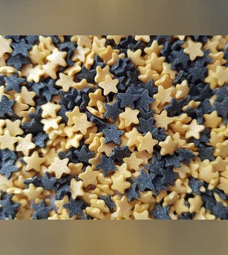 סוכריות לקישוט כוכב זהב שחור 60 גר'