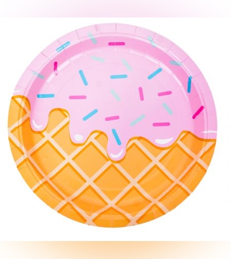 צלחות נייר ארוז 8 יח' גלידה ורוד