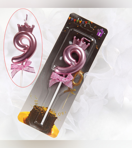 נר מספר רוז גולד עם כתר - 9