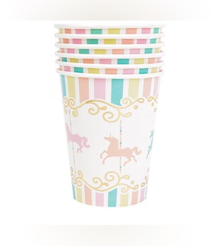 כוסות נייר 6 יח - חד קרן קרקס