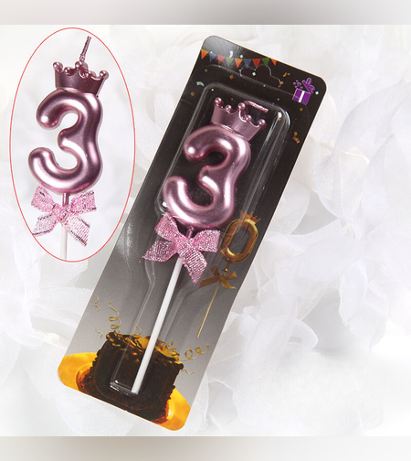 נר מספר רוז גולד עם כתר - 3