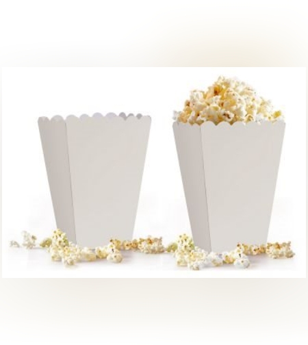 קופסאות פופקורן וחטיפים 6 יח - לבן