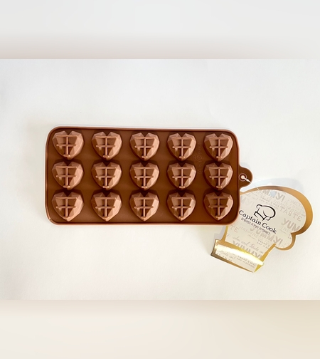 047LB - תבנית סיליקון לב יהלום 15 יחידות