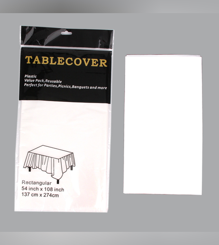 מפת שולחן ניילון 137*274 לבן