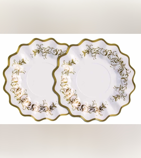 צלחות סט קלאסי 8 יח' בינוני זהב