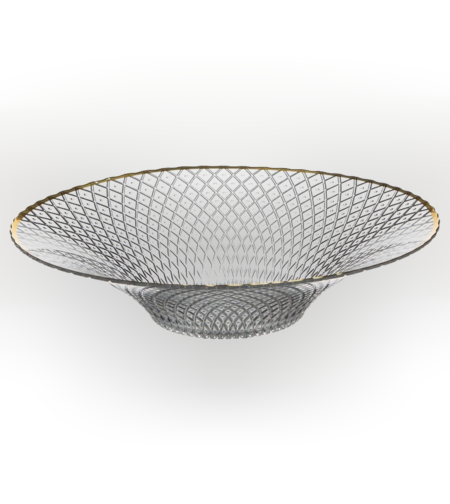 קערה פלסטי שקוף פס זהב ק.32.5 ג.7.5 ס