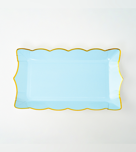 מגש 16*28 כחול בייבי פס זהב 10 יח'