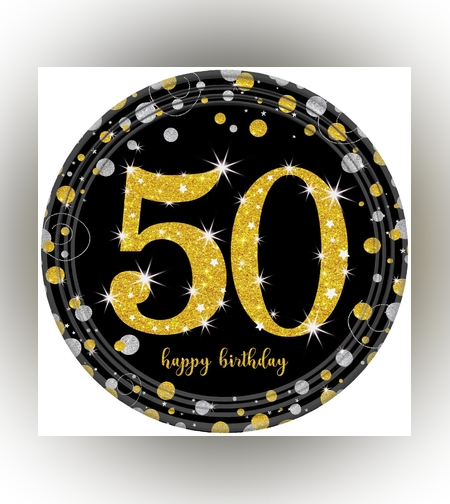 צלחות נייר ארוז 8 יח' גיל 50 בינוני