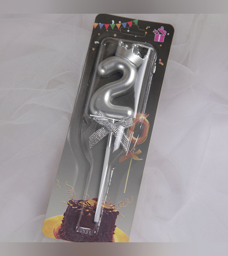 נר מספר כסף עם כתר - 2