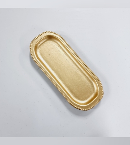 מגש עץ אטני מלבני צבע זהב 35/15 ס'מ