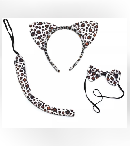 סט אביזרים - טיגריס לבן נקודות קשת זנב פפיון