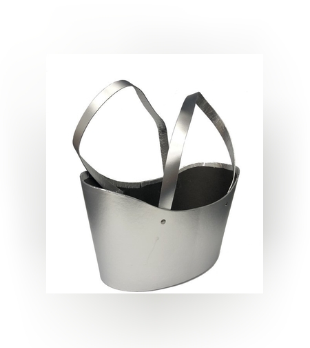 סלסלה מקרטון+ידיות א.26 ר.14.5 ג.14.5 ס'מ- כסף מיטאלי