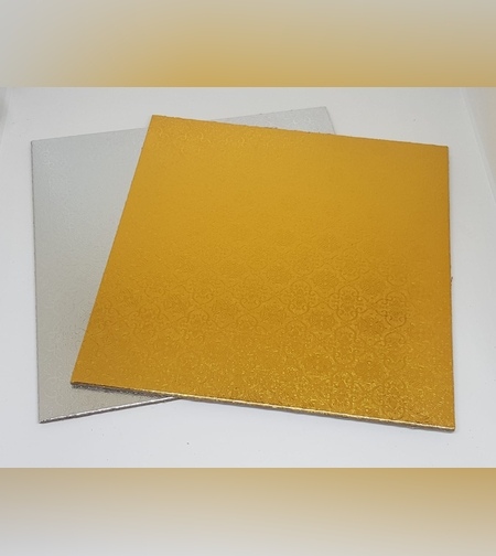 113AF- תחתית לעוגה 'פוקר' ריבוע 29*29 ס'מ , 4 מ'מ צד זהב צד כסף