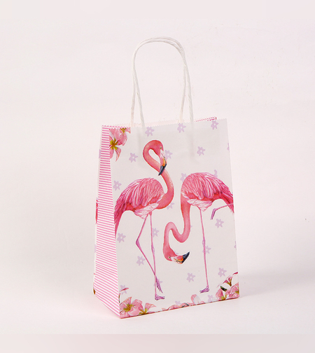 שקית נייר עם ידית 21*15*8 - פלמינגו 5012