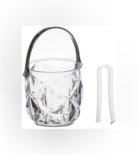 כלי פלסטי לקרח + מלקחיים