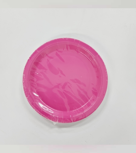 צלחת נייר 7' (10יח') ורוד פוקסיה