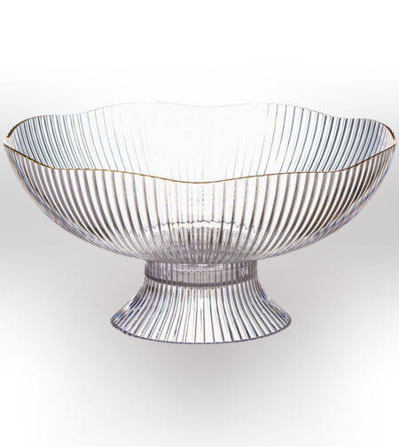 קערה פלסטי שקוף פס זהב ק.25 ג.12 ס