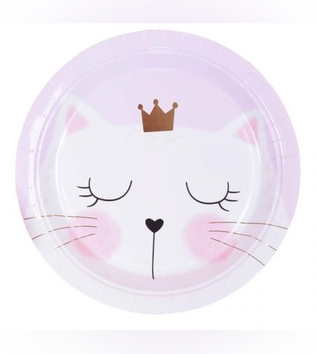 צלחות נייר 20 סמ עגולות- 6 יח חתול זהב