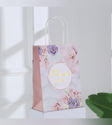 שקית נייר עם ידית 21*15*8 - THANK YOU 1202