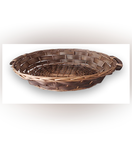 סלסלת קש אובלית עם ידיות - חום - 40*30*10