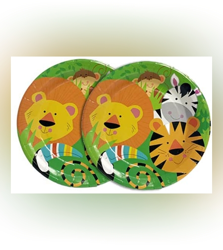 צלחות נייר סט ספארי 8 יח' קטן