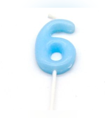 נר מספר מיני 6 פסטל תכלת