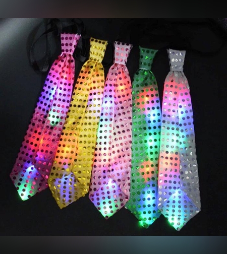 עניבות פייטים עם אור מיקס צבעים - פורים