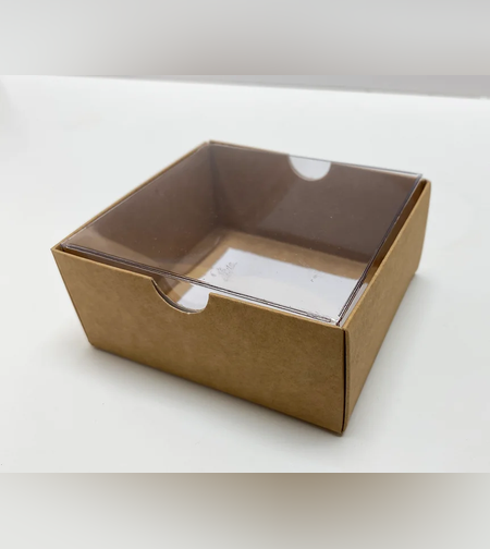 תחתית קרטון+מכסה שקוף פנימי צבע חום 10-9-4.5