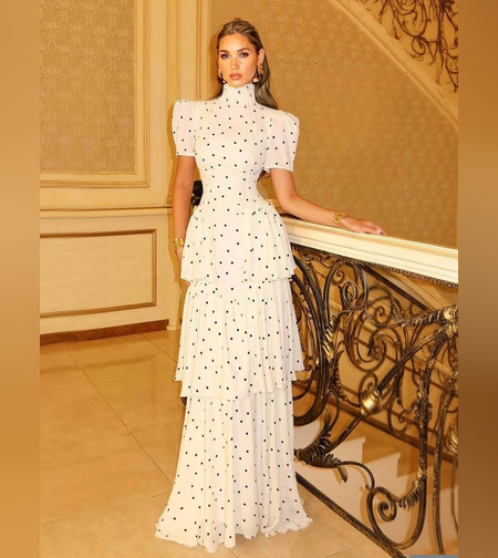 שמלת מונרו שמנת נקודות